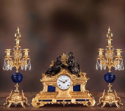 Set clock and two candelabra LUIGI FILIPPO – NAPOLEONE III   STYLE
