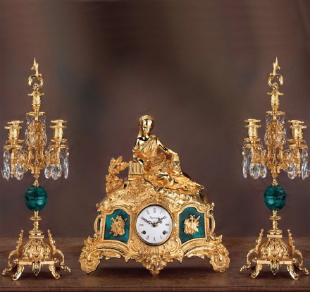 Set clock and two candelabra LUIGI FILIPPO – NAPOLEONE III   STYLE
