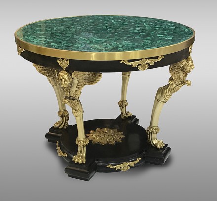 Griffins table with malachite