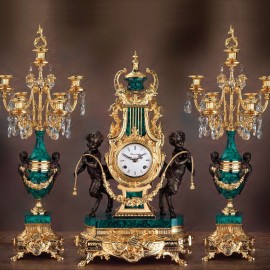 Set clock and two candelabra Empire Style