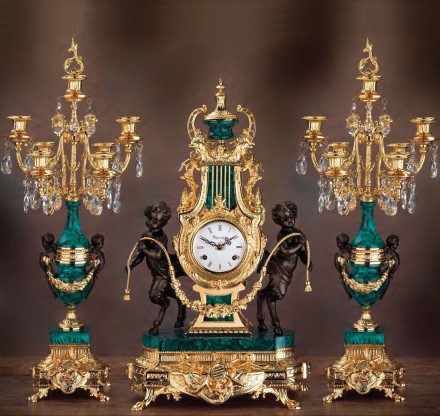 Set clock and two candelabra Empire Style